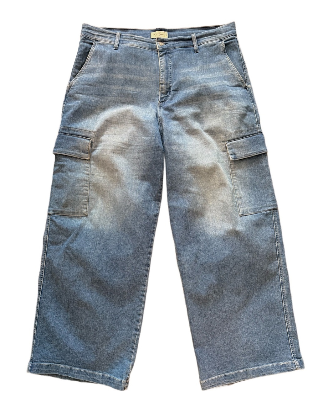 Jessica Simpson Women's Wide-Leg Cargo Jeans - Light Blue Wash 16W